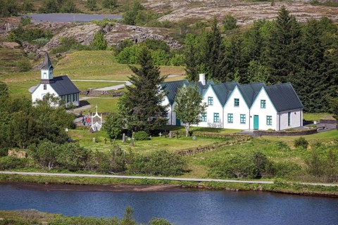 Pingvellir National Park with the church Pingvallakirkja