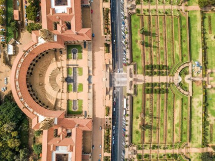 Aerial view of Unions building and Nelson Mandela garden