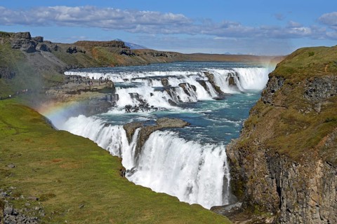 Waterfall Gullfoss with Rainbow