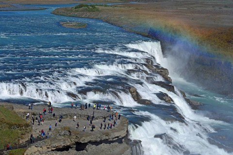 Waterfall Gullfoss with Rainbow