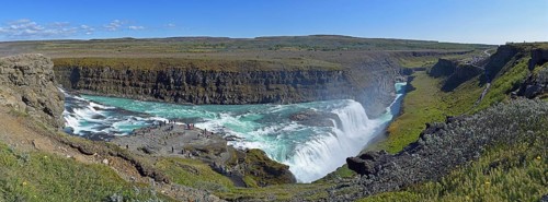 Panorama of Gullfoss Waterfall