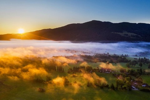 Sunrise with ground fog near Gaissach