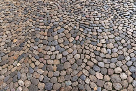 Pavement with small basalt stones
