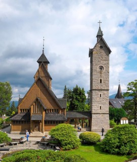 Romanesque stave church Wang with bell tower