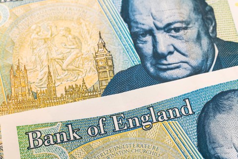 Portrait of Sir Winston Churchill on Bank of England Five pound note