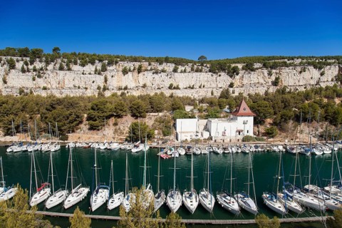Sailboats in the harbour of Calanque de Port Miou