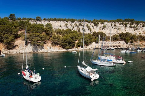 Sailboats in the harbour of Calanque de Port Miou