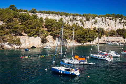 Sailboats in the harbour of Calanque de Port Miou