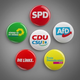Buttons of the parliamentary groups of the German Bundestag 2019