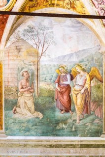 St. Francis throws himself into a rose bush
