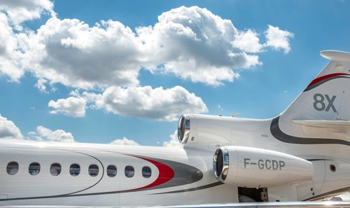 Turbines on the fuselage of a business jet