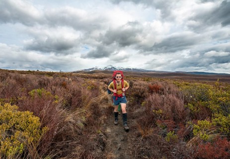 Hikers on hiking trail Tongariro Northern Circuit