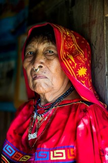 Portrait of a tradfitional dressed Kuna indian woman
