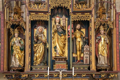 Cross altar in the catholic city parish church St. Georg