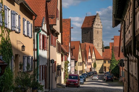 Old town with Rothenburger Tor in Dinkelsbuhl