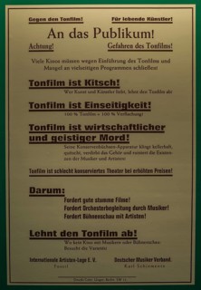 Protest poster against the first sound film