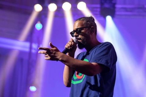 German rapper Samy Deluxe live at the 27th Blue Balls Festival in Lucerne