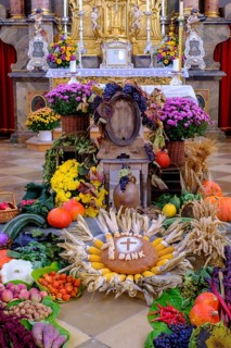 Fruit and vegetables at the Thanksgiving altar
