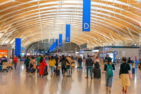Passengers in a hall