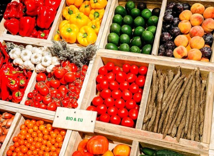 Organic vegetables in the organic market at the ANUGA food fair