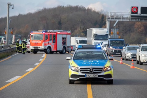 Police car on the freeway
