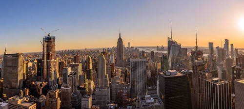 View of Midtown and Downtown Manhattan and Empire State Building from Top of the Rock Observation Center