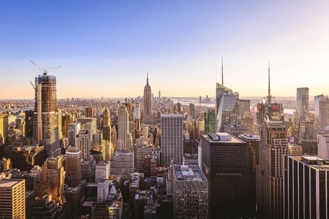 View of Midtown and Downtown Manhattan and Empire State Building from Top of the Rock Observation Center