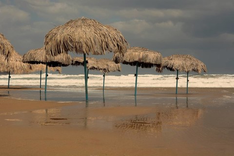 Sunshades at the beach of Georgioupolis