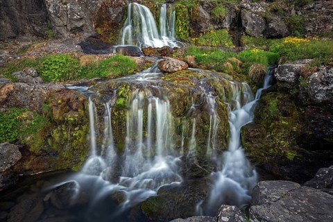 River Dynjandisa at the waterfall Dynjandifoss