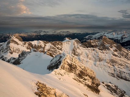 View at sunset in direction Altman and Austria from Santis