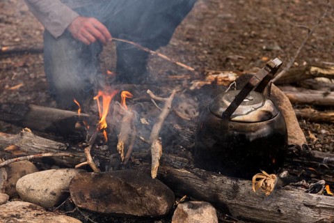 Coffee kettle on the campfire