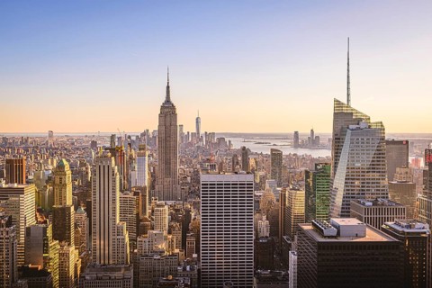 View of Midtown and Downtown Manhattan and Empire State Building from Top of the Rock Observation Center