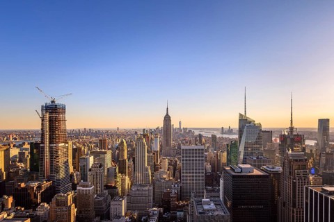 View of Midtown and Downtown Manhattan and Empire State Building from Top of the Rock Observation Center