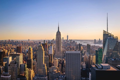 View of Midtown and Downtown Manhattan and Empire State Building from Top of the Rock Observation Center