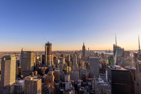 View of Midtown and Downtown Manhattan and Empire State Building from Top of the Rock Observation Center