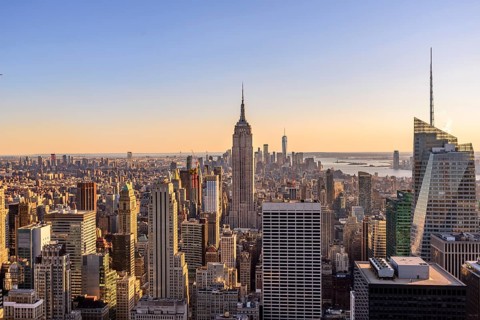 View of Midtown and Downtown Manhattan and Empire State Building from Top of the Rock Observation Center