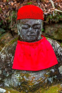Jizo statues with red caps