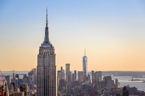 View of Midtown and Downtown Manhattan and Empire State Building from Top of the Rock Observation Center