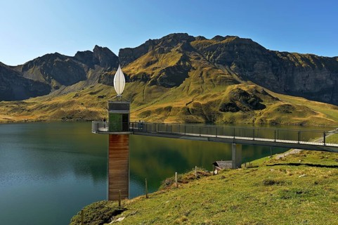 Panorama lift with viewing platform at Lake Melchsee