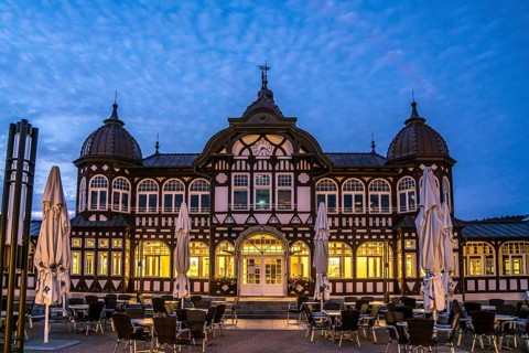Spa hotel at dusk