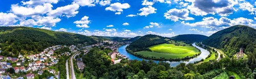 Aerial view of the Vierburgeneck Schadeck Castle
