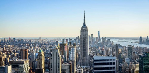View of Midtown and Downtown Manhattan and Empire State Building from Top of the Rock Observation Center