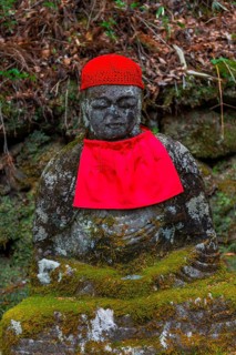 Jizo statues with red caps