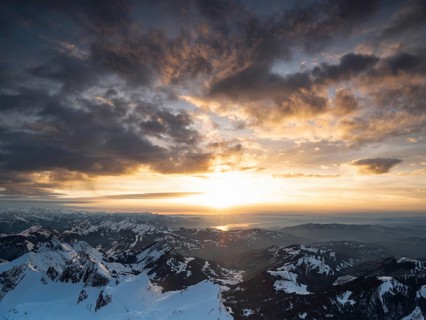 Sunset and clouds on a spring day on the Santis