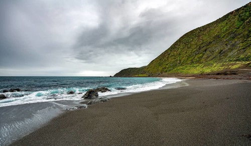 Coast with black sand beach