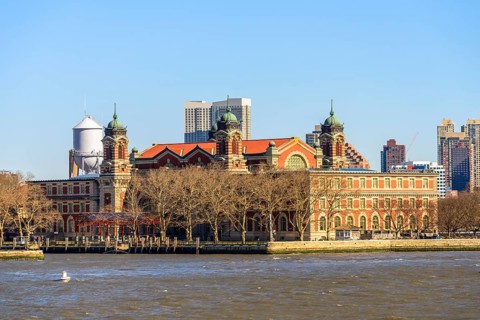 View from Hudson River to Memorial Museum of Immigration