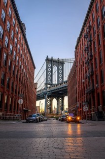 View from Main Street to Manhattan Bridge and Empire State Building