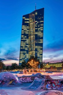 Illuminated European Central Bank ECB