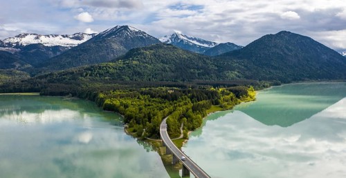 Sylvenstein lake and Faller-Klamm bridge