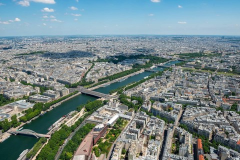 City view with the river Seine